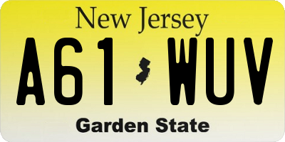 NJ license plate A61WUV