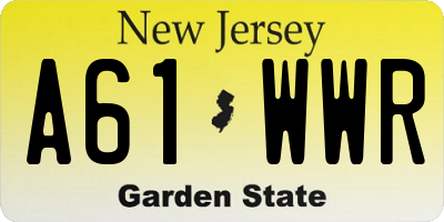 NJ license plate A61WWR