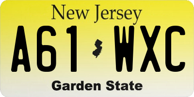 NJ license plate A61WXC