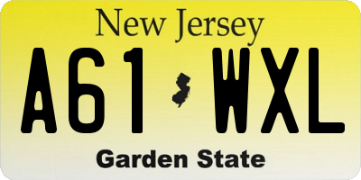 NJ license plate A61WXL