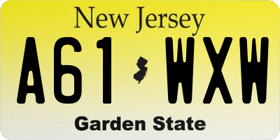 NJ license plate A61WXW
