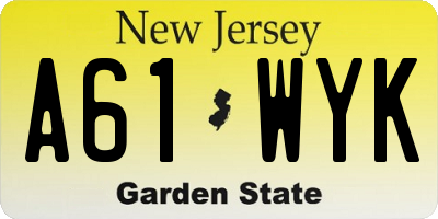 NJ license plate A61WYK
