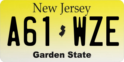 NJ license plate A61WZE
