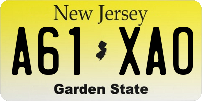 NJ license plate A61XAO