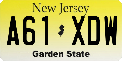 NJ license plate A61XDW
