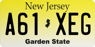 NJ license plate A61XEG