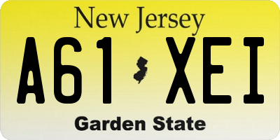 NJ license plate A61XEI
