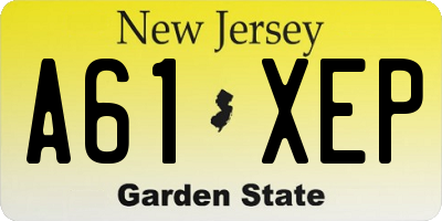 NJ license plate A61XEP