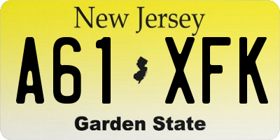 NJ license plate A61XFK