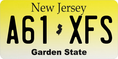 NJ license plate A61XFS