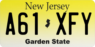 NJ license plate A61XFY