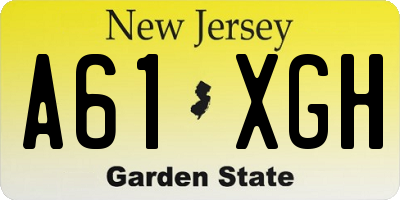 NJ license plate A61XGH
