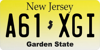 NJ license plate A61XGI