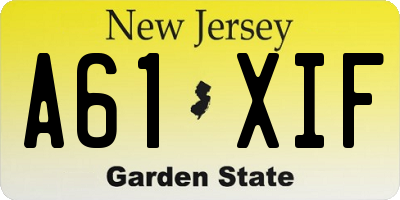 NJ license plate A61XIF