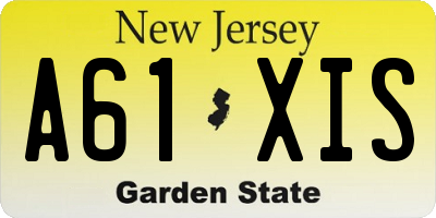 NJ license plate A61XIS