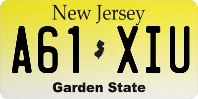 NJ license plate A61XIU