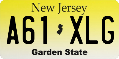NJ license plate A61XLG