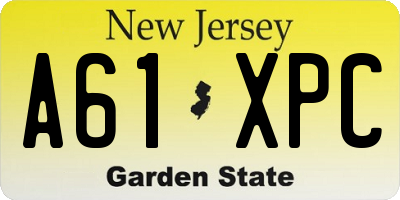 NJ license plate A61XPC