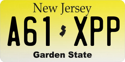 NJ license plate A61XPP
