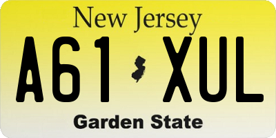 NJ license plate A61XUL