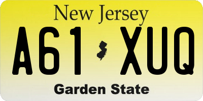 NJ license plate A61XUQ