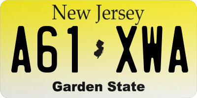 NJ license plate A61XWA