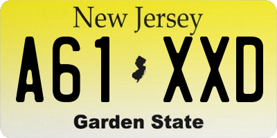 NJ license plate A61XXD