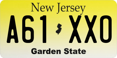 NJ license plate A61XXO