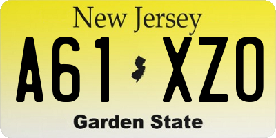 NJ license plate A61XZO