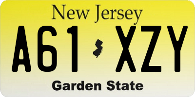 NJ license plate A61XZY