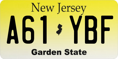 NJ license plate A61YBF