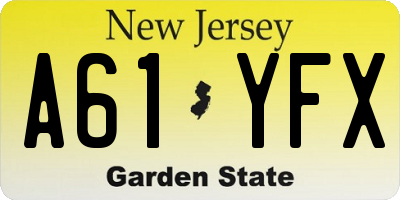 NJ license plate A61YFX