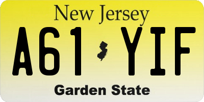 NJ license plate A61YIF