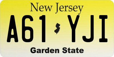 NJ license plate A61YJI