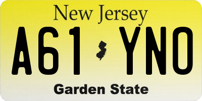 NJ license plate A61YNO