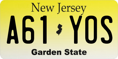 NJ license plate A61YOS