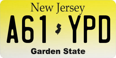 NJ license plate A61YPD