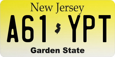 NJ license plate A61YPT