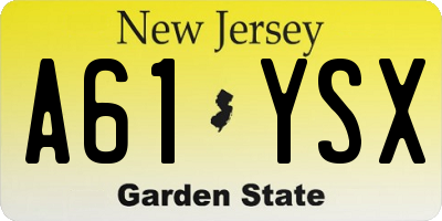 NJ license plate A61YSX
