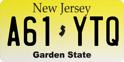NJ license plate A61YTQ