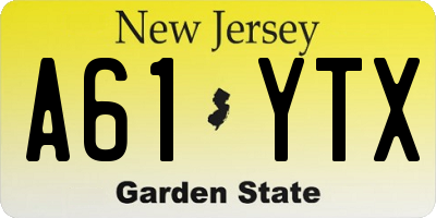 NJ license plate A61YTX