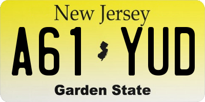 NJ license plate A61YUD
