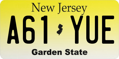NJ license plate A61YUE