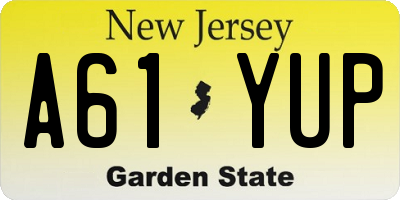 NJ license plate A61YUP