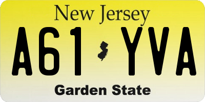 NJ license plate A61YVA