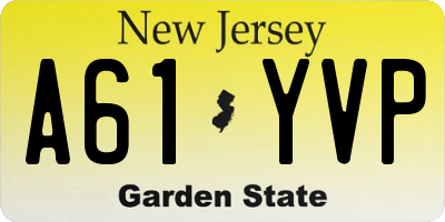 NJ license plate A61YVP