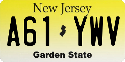 NJ license plate A61YWV