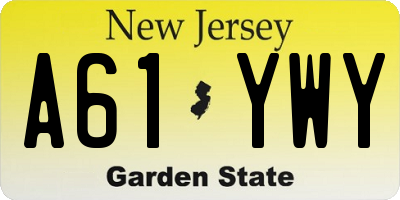 NJ license plate A61YWY