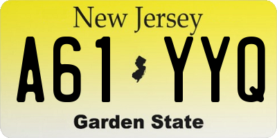 NJ license plate A61YYQ