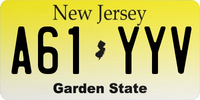 NJ license plate A61YYV
